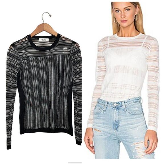 Revolve Bailey 44 Two Way Street‎ Top Women’s Small Sheer Stripe Black - Picture 1 of 8